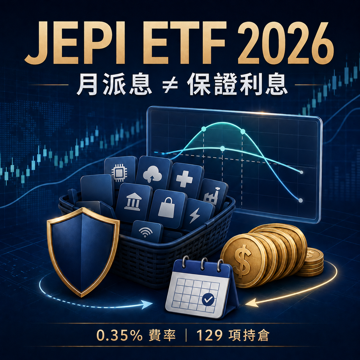 JEPI ETF 2026投資指南:月派息、0.35%費率及129項持倉