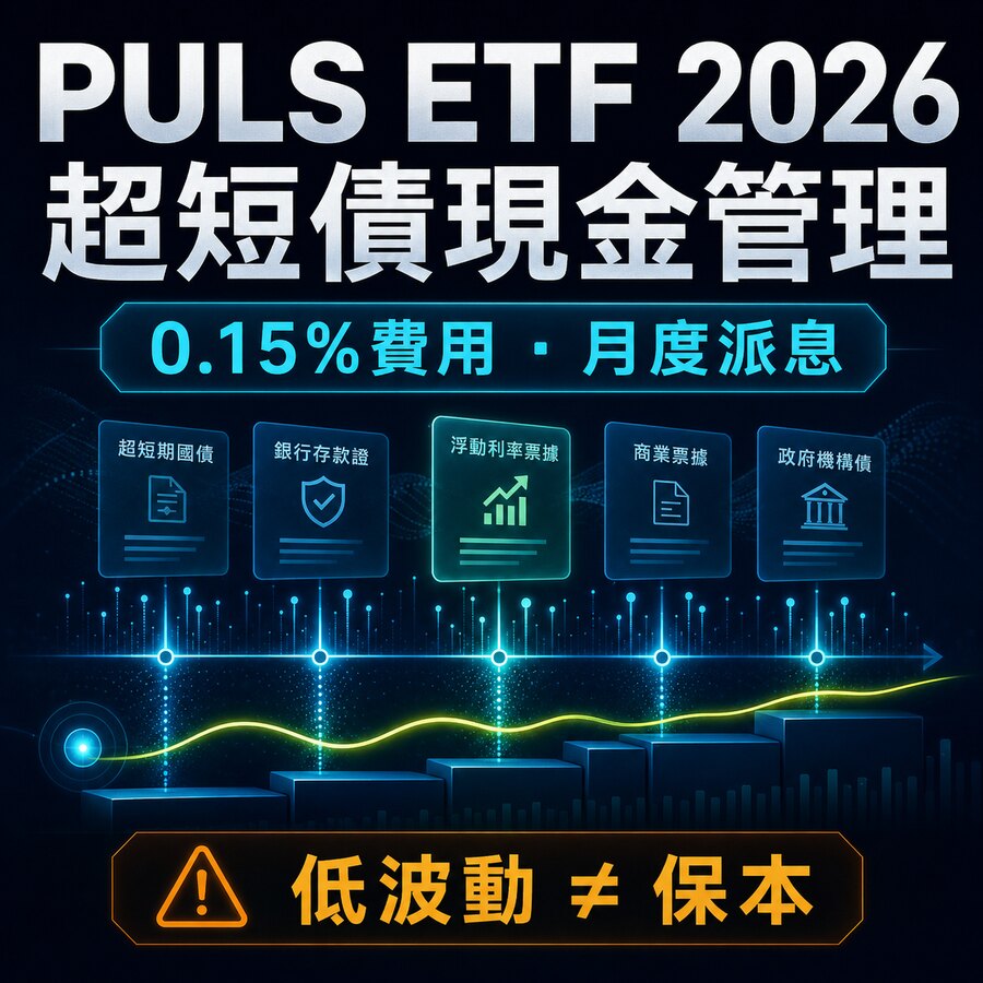 PULS ETF投資指南2026:超短期債券、0.15%費用、月度派息及低波動非保本